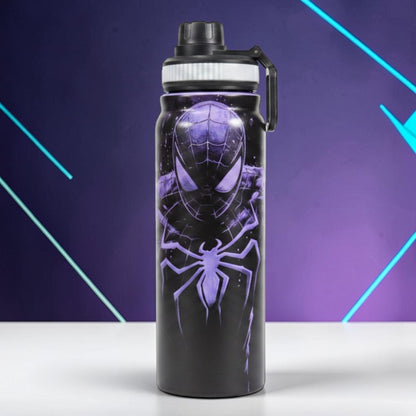 Spider-Man Shadow Web 800ml Stainless Steel Water Bottle with Drinking Spout, Carry Handle & Removable Lid for Kids