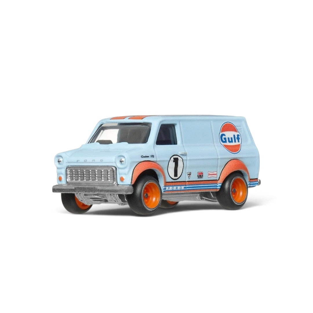 Hot Wheels Premium 1:64 Scale Gulf Racing Diorama Set of 4 | Collectible Die-Cast Cars with Real Riders