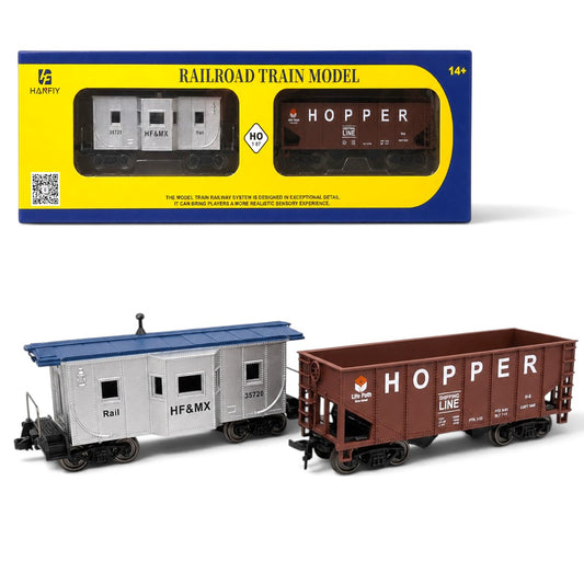 HANFIY 95003 HO Scale 1:87 Railroad Train Model 2-Piece Freight Wagon Set – HF&MX 35720 & Hopper Car, 14+