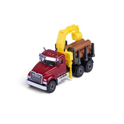 Majorette Mack Granite Log Truck Metal Die-Cast Farm Vehicle – Red, 3+ Years
