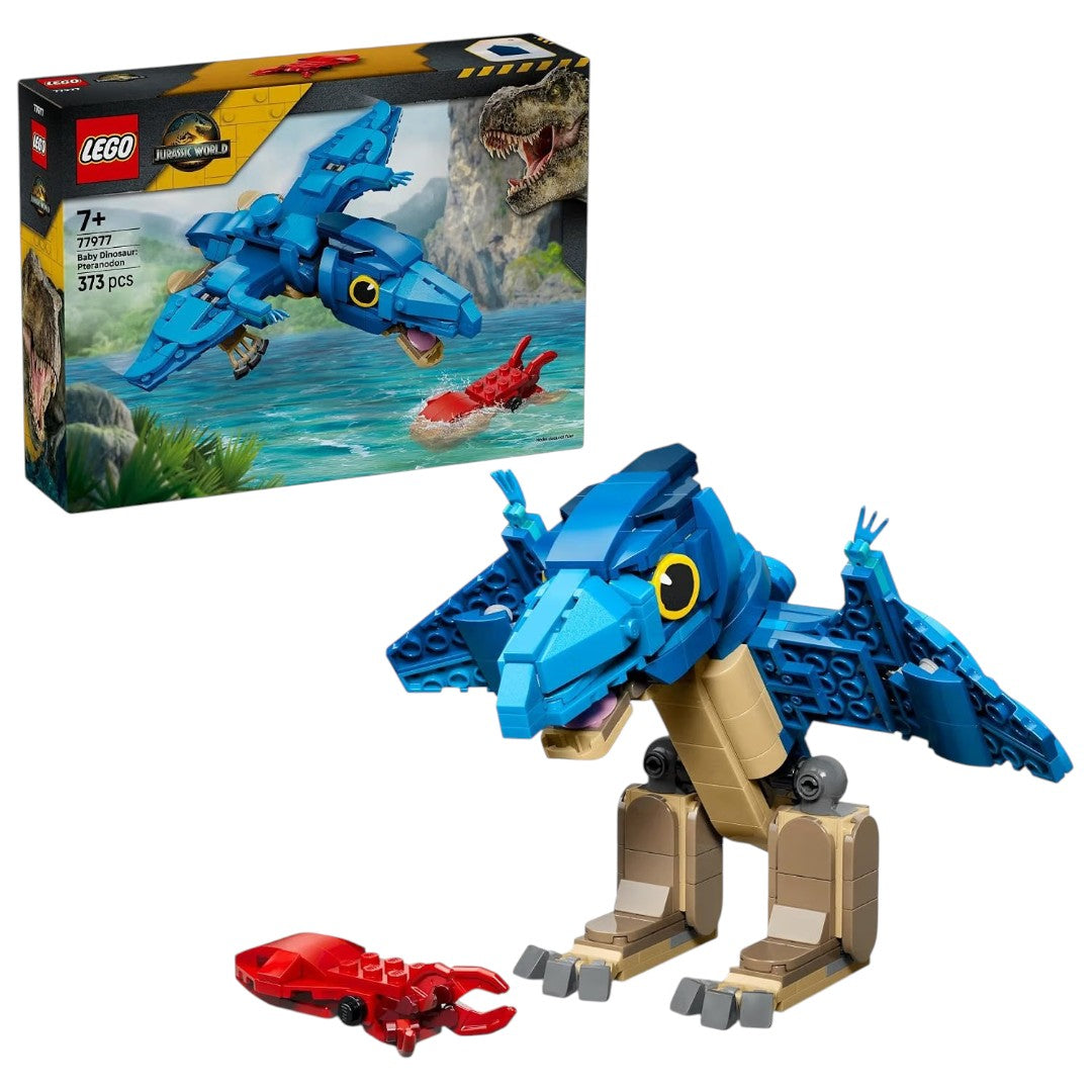 LEGO 77977 Jurassic World Baby Dinosaur: Pteranodon – Posable 373-Piece Building Toy with Squid, Ages 7+