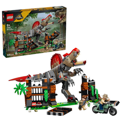 LEGO 77982 Jurassic World Spinosaurus Dinosaur Escape – 820-Piece Posable Dinosaur Playset with 2 Minifigures, Ages 9+
