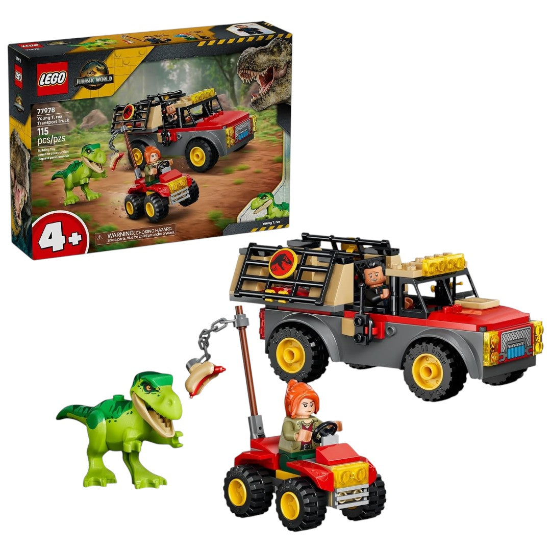 LEGO 77978 Jurassic World Young T. rex Transport Truck – Dinosaur Rescue Toy with Truck, ATV & 2 Minifigures, Ages 4+
