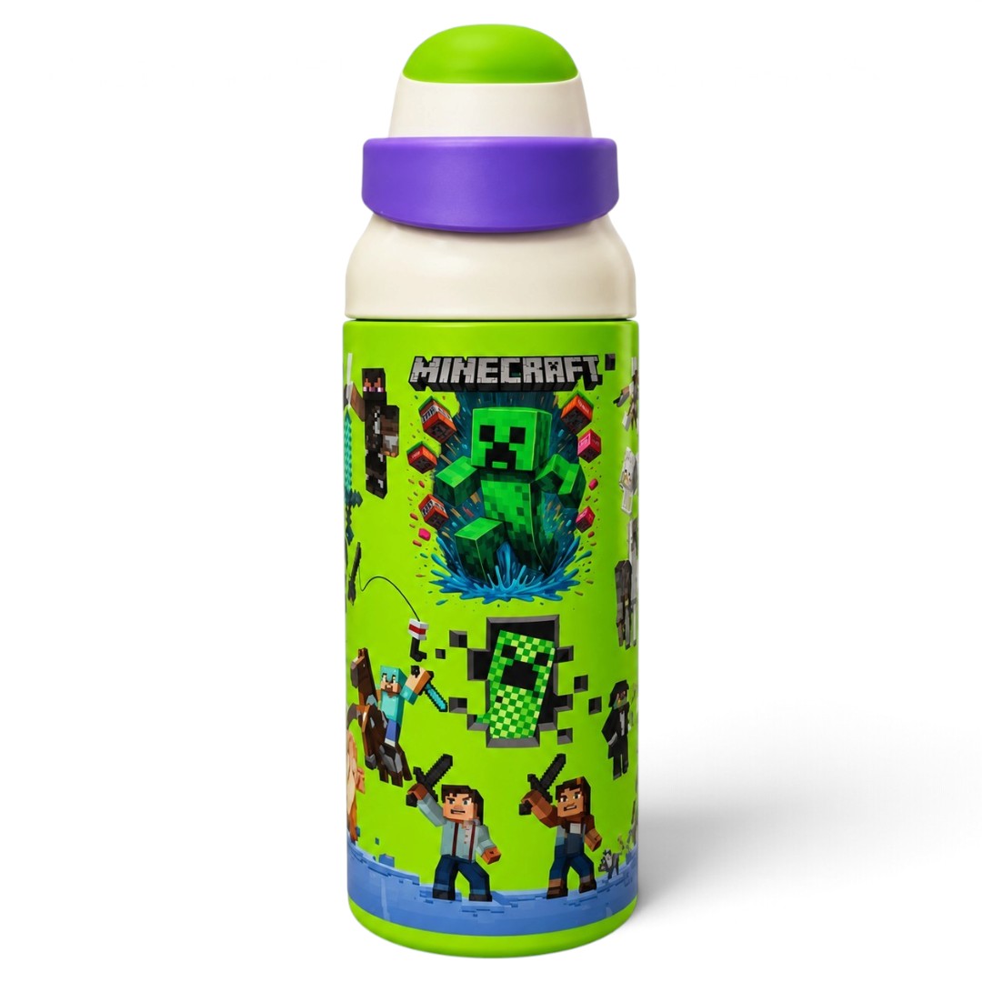 Minecraft Creeper 710ml Insulated Water Bottle with Straw & Carry Loop