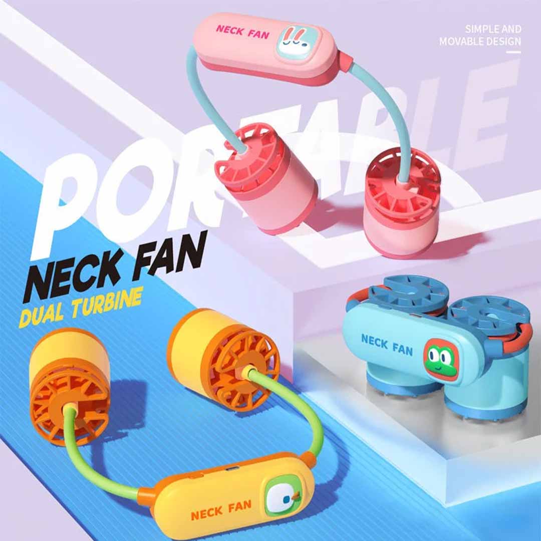Portable Neck Fan – Dual Turbine Hands-Free Wearable Fan with Flexible Adjustable Band for Travel, Outdoor & Summer Use (Pack of 1)