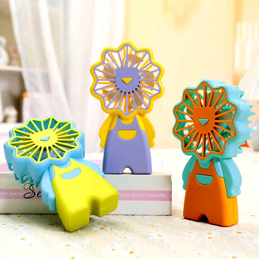 Portable Handheld Mini Fan with Stand – Cute Character Personal Cooling Fan for Travel, Office & Outdoor Use (Pack of 1)