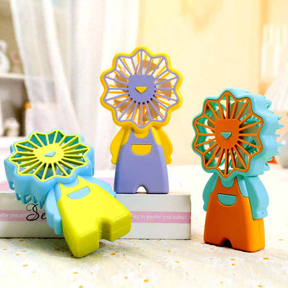 Portable Handheld Mini Fan with Stand – Cute Character Personal Cooling Fan for Travel, Office & Outdoor Use (Pack of 1)