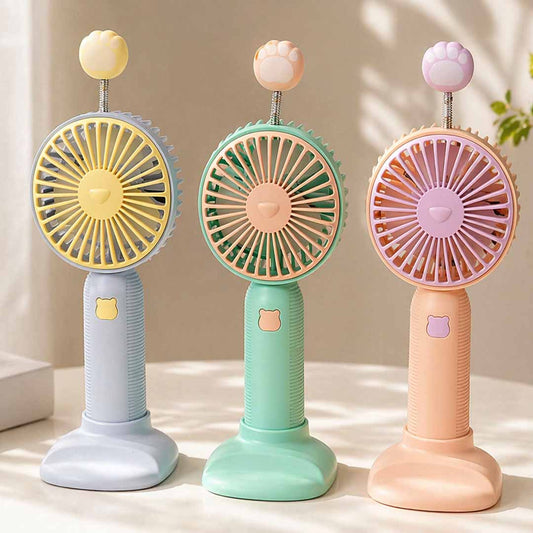 Portable Handheld Mini Fan with Flexible Cat Paw Stand – Cute Personal Cooling Fan for Travel, Office & Outdoor Use (Pack of 1)