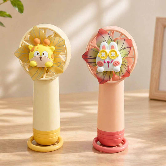 Portable Handheld Mini Fan – Cute Cartoon Personal Cooling Fan with Stand for Travel, Office & Outdoor Use (Pack of 1)