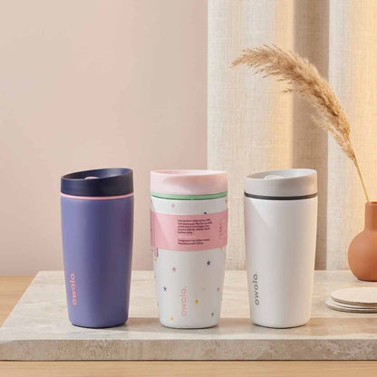 Owala SmoothSip Slider Insulated Sipper Bottle 12oz. / 355ml – Leakproof Travel Coffee Mug with Sliding Lid for Hot & Cold Drinks (pack of 1)