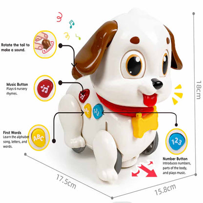 Hola Crawl & Pull Along Learning Puppy – Musical Interactive Baby Toy with Songs, Lights & Educational Buttons (6–36 Months)