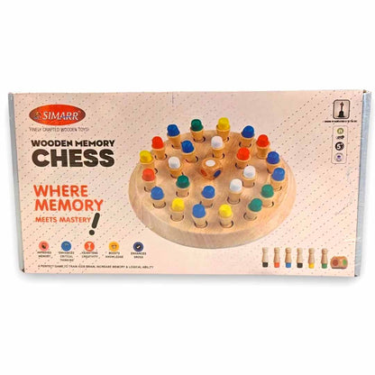 Simarr Wooden Memory Chess Game – Color Matching Memory Board Game with Dice for Kids & Family