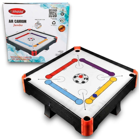 Simarr Air Carrom Jumbo Table Game – Electric Air Powered Carrom Board with Coins, Striker & Stand Legs