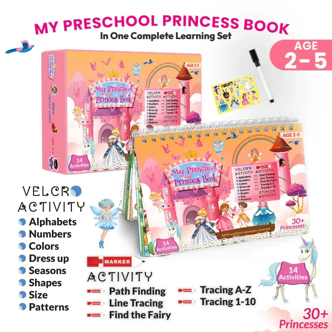 My Preschool Princess Book – Educational Velcro Activity Learning Set for Kids (Age 2–5)