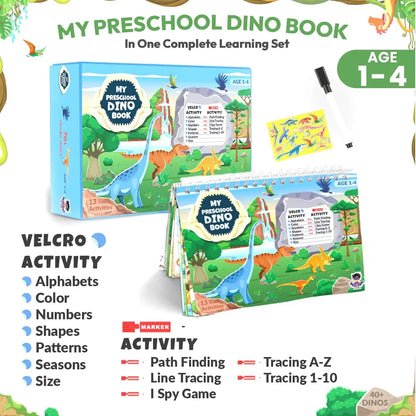 My Preschool Dino Book – Educational Velcro Activity Learning Set for Toddlers (Age 1–4)