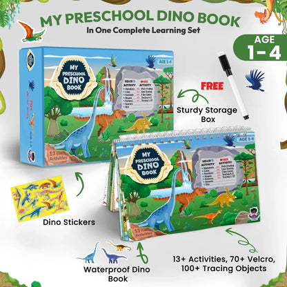 My Preschool Dino Book – Educational Velcro Activity Learning Set for Toddlers (Age 1–4)