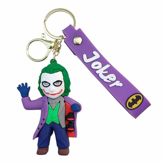 Joker Character PVC Keychain with Strap – Comic Villain Keyring for Fans