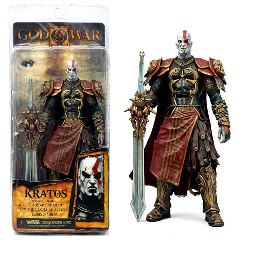 God of War Kratos Action Figure – Ares Armor with Blade of Olympus & Blades of Athena | Player Select Collectible