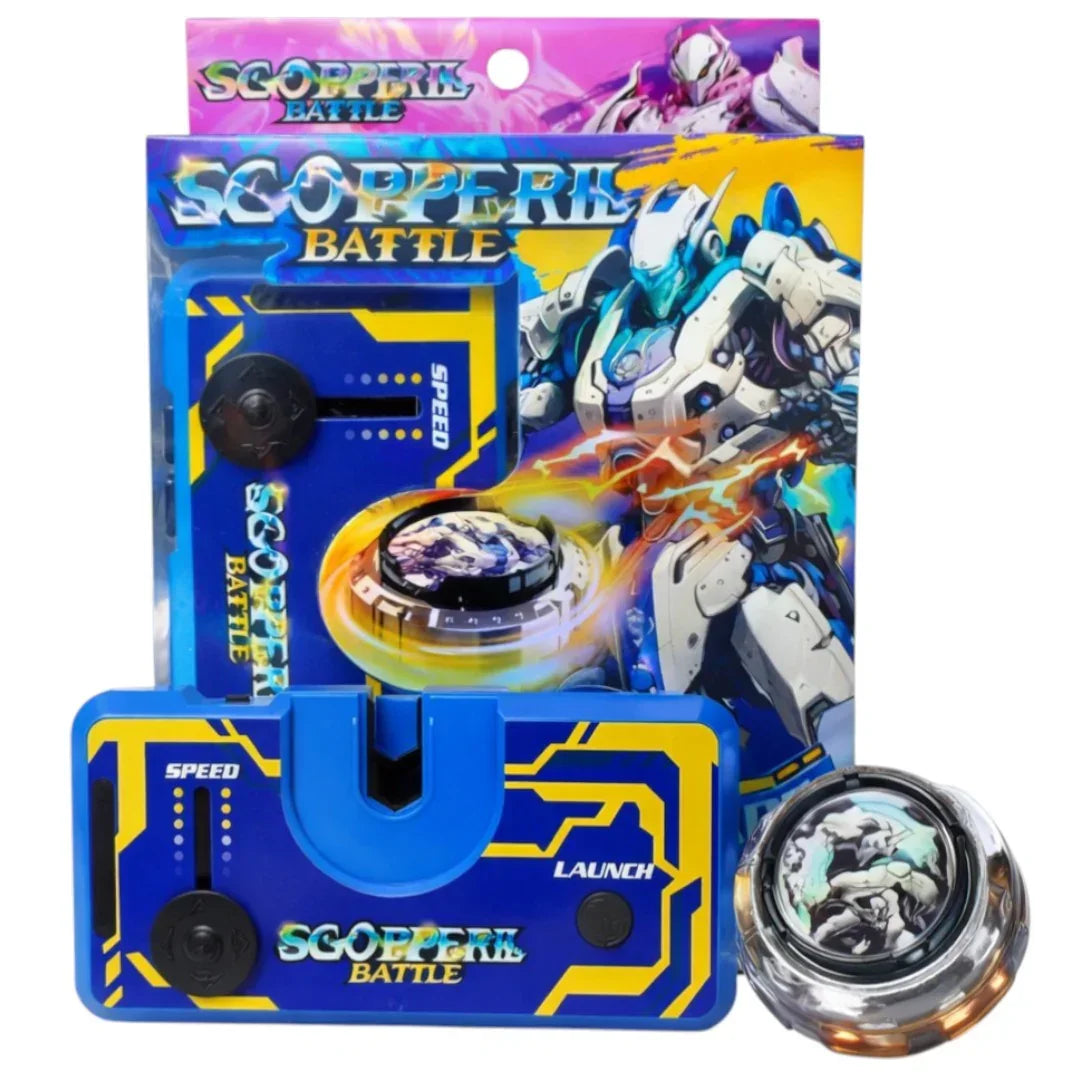Scopperil Battle Spinning Top Launcher Set with Speed Control & Battle Arena Disc | Action Fighting Toy for Kids & Adults