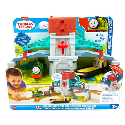 Fisher-Price Thomas & Friends Bulstrode & Talking Which-Way Bridge Train Set – Motorized Percy Track Playset