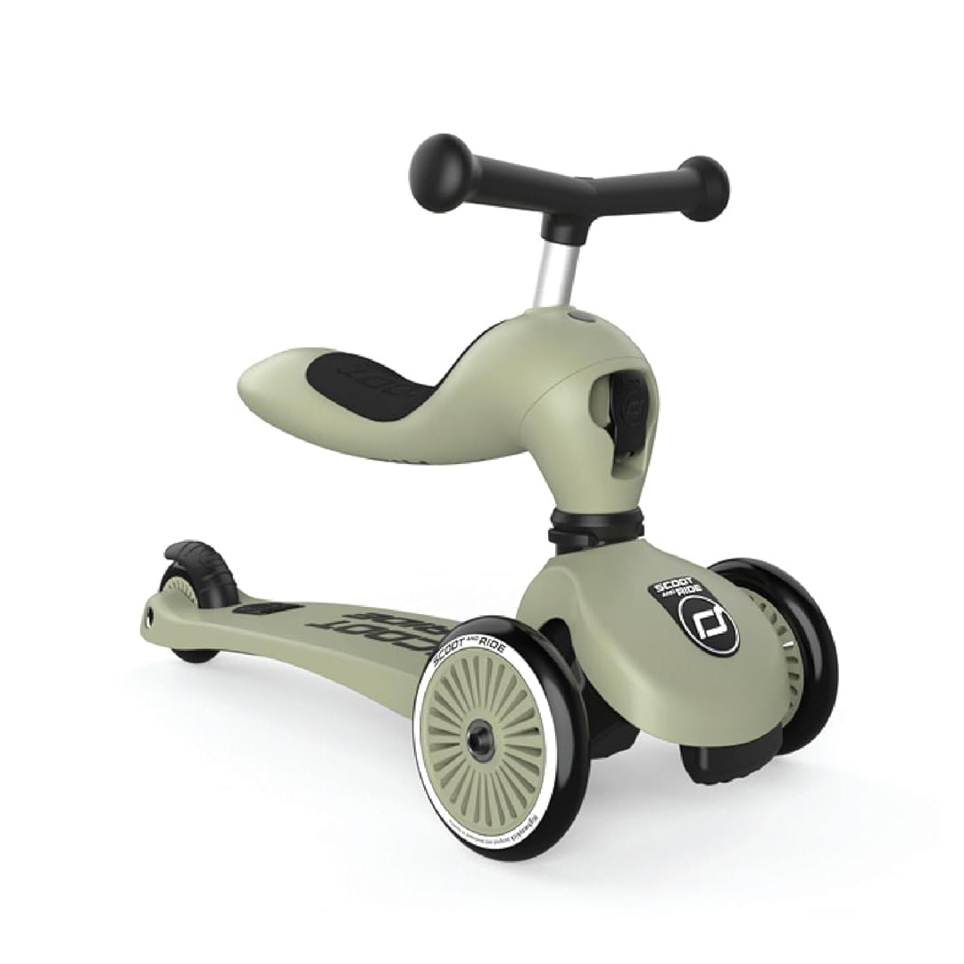 Scoot & Ride 2-in-1 Kids Scooter with Adjustable Seat & Handlebar, Stable & Safe Kickboard for Toddlers, Compact & Lightweight, 3-Wheel Design, Ages 1 to 5 Years, Highwaykick 1