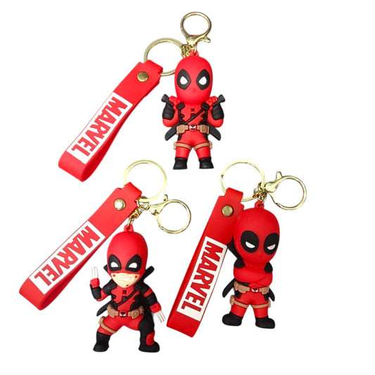 Deadpool Character Keychain with Marvel Strap – 3  PVC Superhero Figure Keyring for Bags & Keys (Assorted Designs)