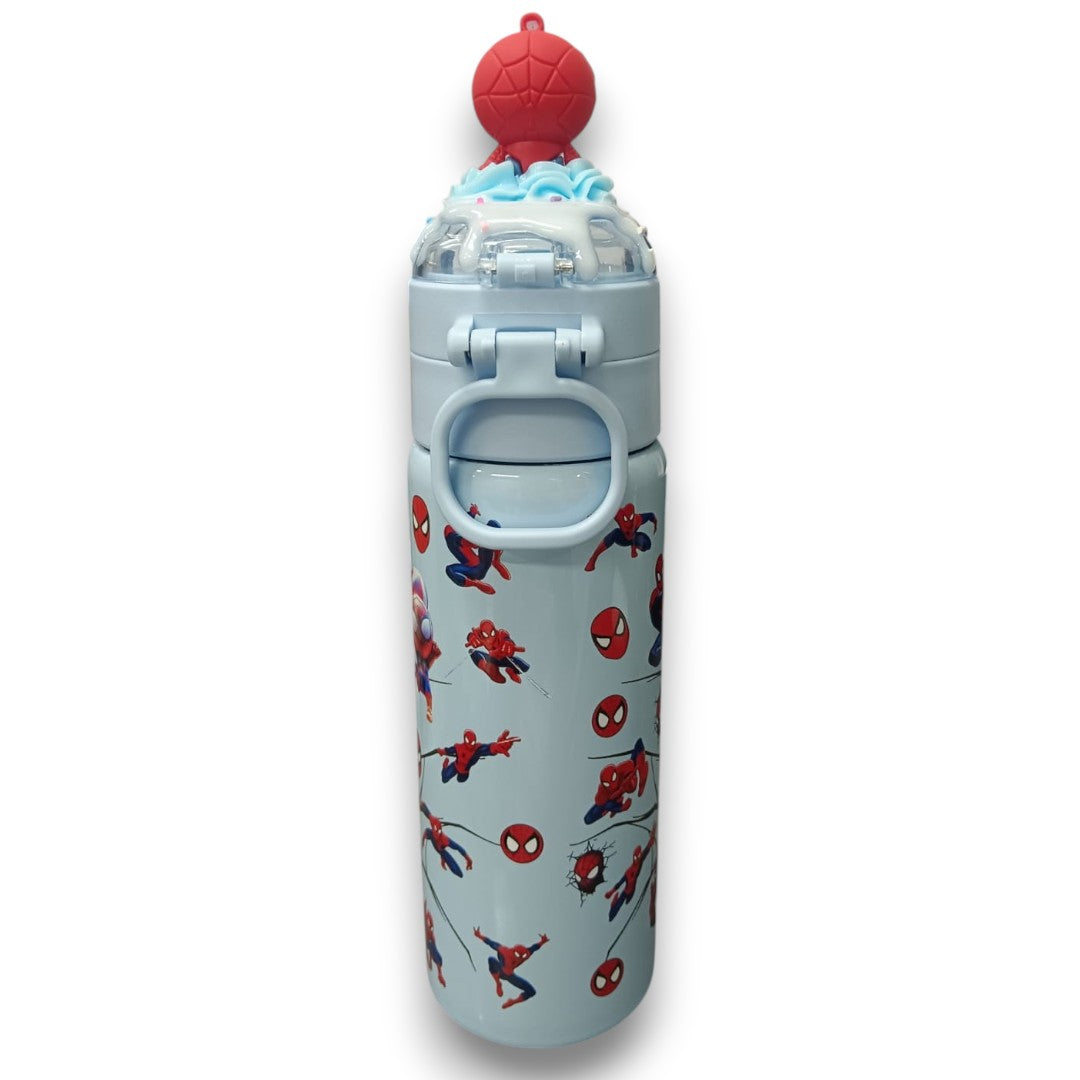 Spider-Man Kids Water Bottle 500ML with Straw Lid – Leakproof Cartoon School Water Bottle for Children