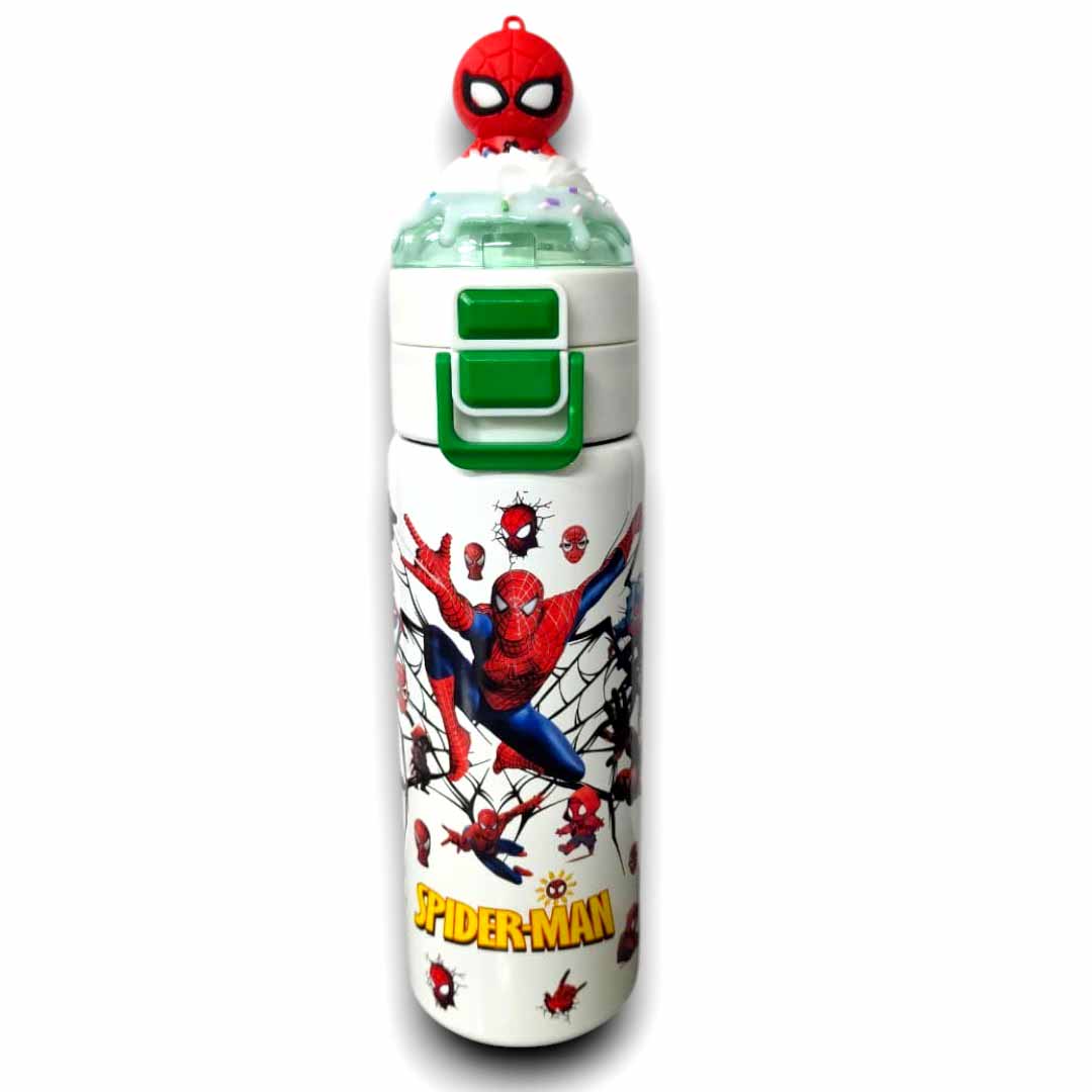 Spider-Man Kids Water Bottle 500ML with Straw Lid – Leakproof Cartoon School Water Bottle for Children