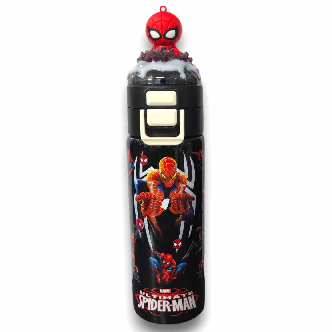 Spider-Man Kids Water Bottle 500ML with Straw Lid – Leakproof Cartoon School Water Bottle for Children