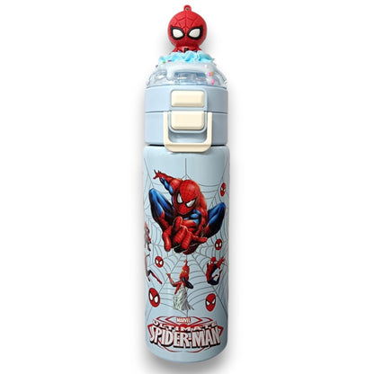 Spider-Man Kids Water Bottle 500ML with Straw Lid – Leakproof Cartoon School Water Bottle for Children