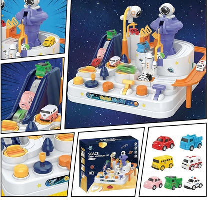 Space Great Adventure Playset – DIY Outer Space Car Track Toy with Astronaut Tower & Vehicles for Kids