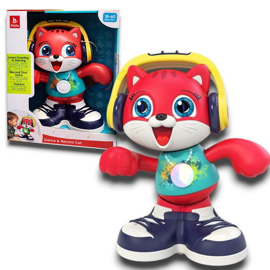Hola Dance & Record Cat Toy (12 inch) – Musical Crawling Learning Toy with Voice Recording for Toddlers (18–60 Months)