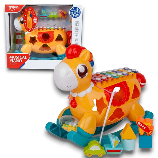 Huanger Musical Piano Toy for Kids – Baby Activity Piano with Lights & Shape Sorter (18+ Months)