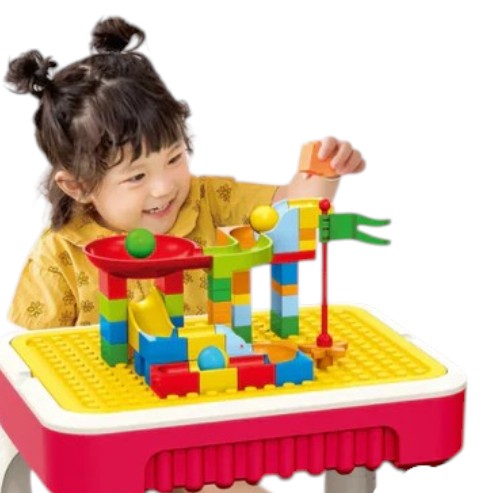 Kids Blocks Creative Table Building Set – Educational Construction Play Table with Blocks & Marble Run (3+ Years)
