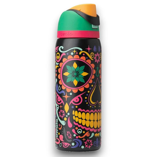 Owala 32oz (945ml) Insulated Stainless Steel Water Bottle – Flip Straw Leak-Proof Sports Bottle with Sugar Skull Design