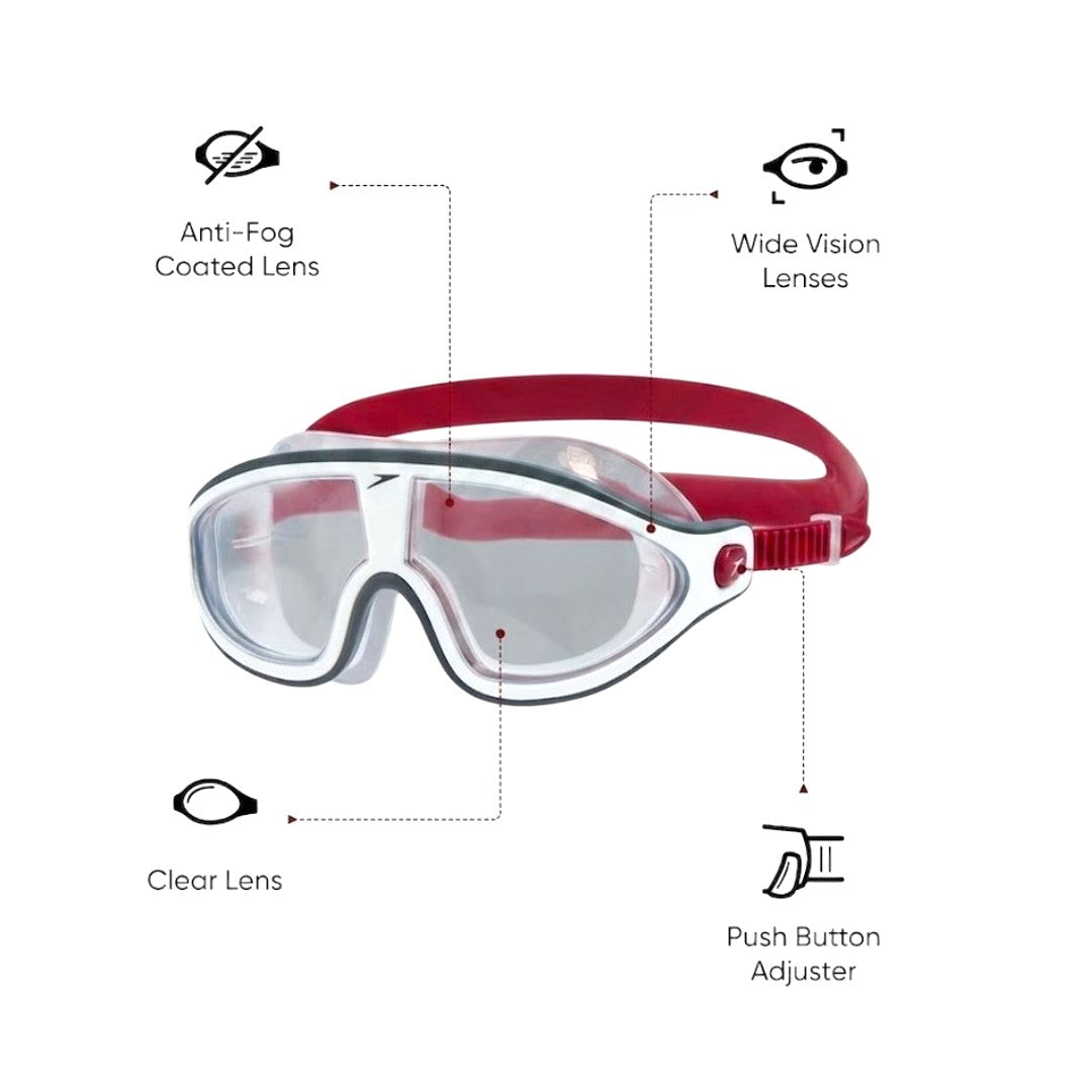 Speedo Rift Smoke Lens Swim Goggles – Unisex Adult Anti-Fog UV Protection Biofuse Wide Vision Swimming Mask