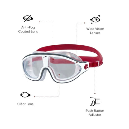 Speedo Rift Smoke Lens Swim Goggles – Unisex Adult Anti-Fog UV Protection Biofuse Wide Vision Swimming Mask