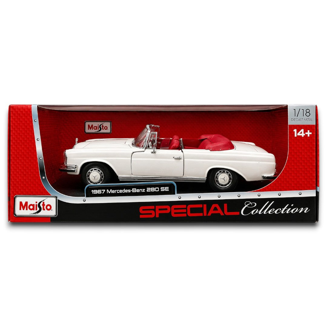 Maisto 1:18 1967 Mercedes-Benz 280 SE Convertible Die-Cast Model Car | Classic Luxury Car Collectible