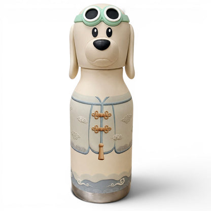 Afresh 365 Animal Head Kids Insulated Water Bottle 450ml (16oz) | Stainless Steel Straw Bottle with Cleaning Brush
