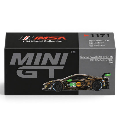 Mini GT 1:64 Chevrolet Corvette Z06 GT3.R #13 – 2025 IMSA Daytona 24Hrs AWA Diecast Model Car