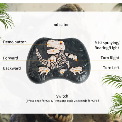 2.4GHz Remote Control T-Rex Dinosaur Toy with Mist Spray, Lights & Sound – Walking RC Robot Dinosaur with 360° Head Movement for Kids