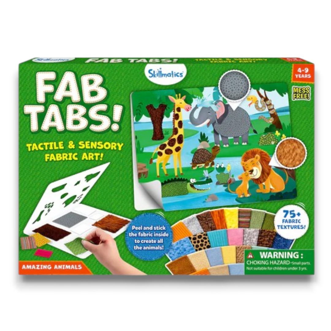 Skillmatics FAB TABS! Amazing Animals | Tactile & Sensory Fabric Art Craft Kit for Kids
