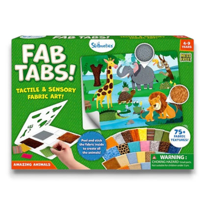 Skillmatics FAB TABS! Amazing Animals | Tactile & Sensory Fabric Art Craft Kit for Kids