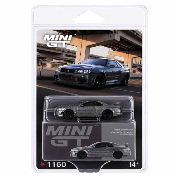 MINI GT 1:64 (Blister Pack) Nissan Skyline GT-R NISMO BNR34 CRS Version Dark Metal Gray Die-Cast Model Car