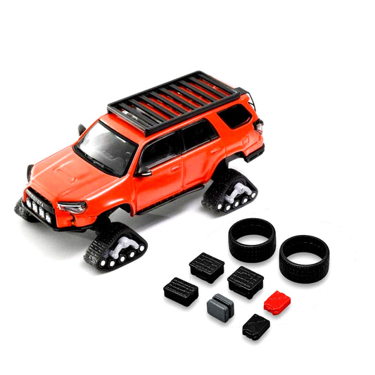 GCD 1:64 Toyota 4Runner Widebody Pre-Runner Red 1:64 Diecast Model Car with Snow Tracks & Roof Rack