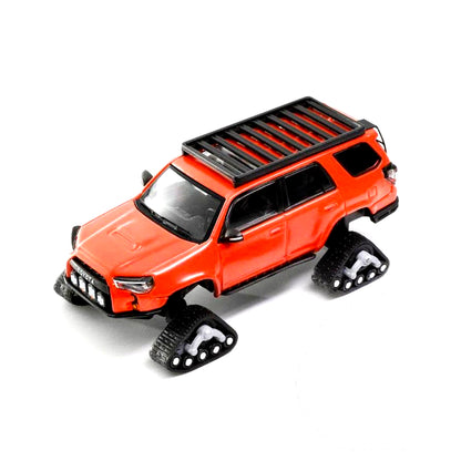 GCD 1:64 Toyota 4Runner Widebody Pre-Runner Red 1:64 Diecast Model Car with Snow Tracks & Roof Rack