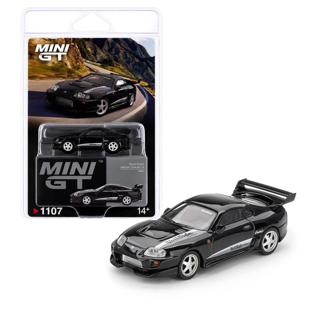 MINI GT 1:64 (Blister Pack) Toyota Supra VeilSide Combat V-II Black Diecast Model Car | Premium JDM Collectible Display Edition | #1107
