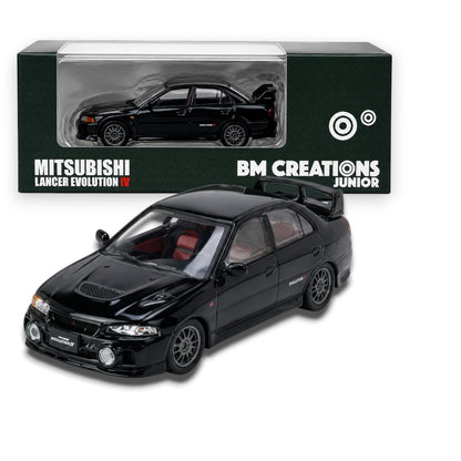 BM Creations Junior 1:64 Mitsubishi Lancer Evolution IV Diecast Model Car | Premium Collectible | Black