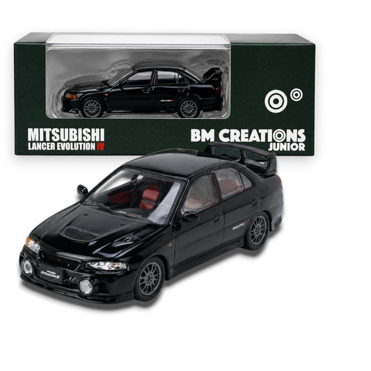 BM Creations Junior 1:64 Mitsubishi Lancer Evolution IV Diecast Model Car | Premium Collectible | Black