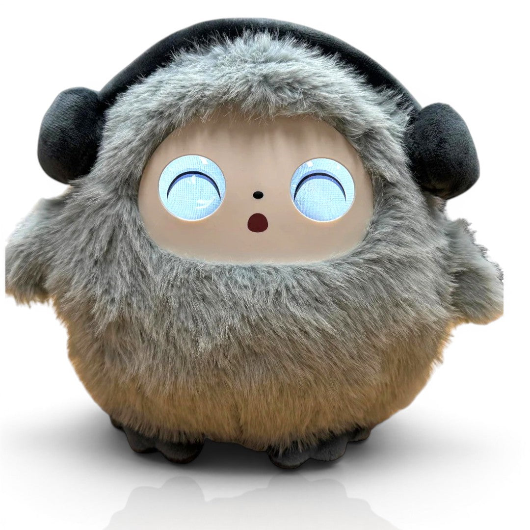 AI Interactive Plush Toy with LED Eyes | Smart AI Talking Plush Companion | App-Controlled Intelligent Plush Robot | Soft Rechargeable Interactive Toy | Grey | 9 Inch